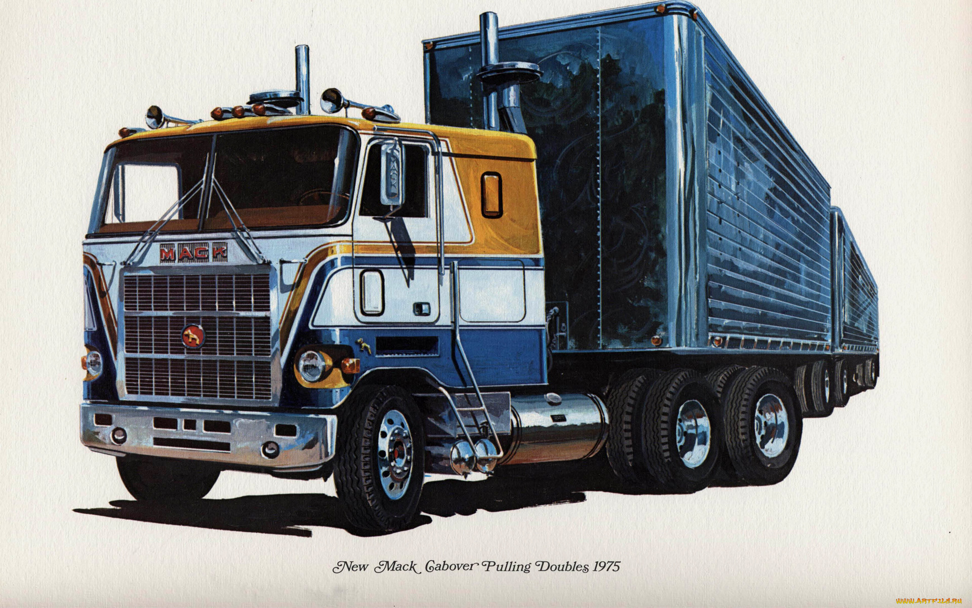 mack, , , print, truck, wallpaper, paint, classic